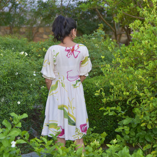 Hazel Dress - Cream Floral Printed Dress