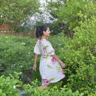 Hazel Dress - Cream Floral Printed Dress