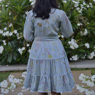 Daphne Blue Printed Short Dress