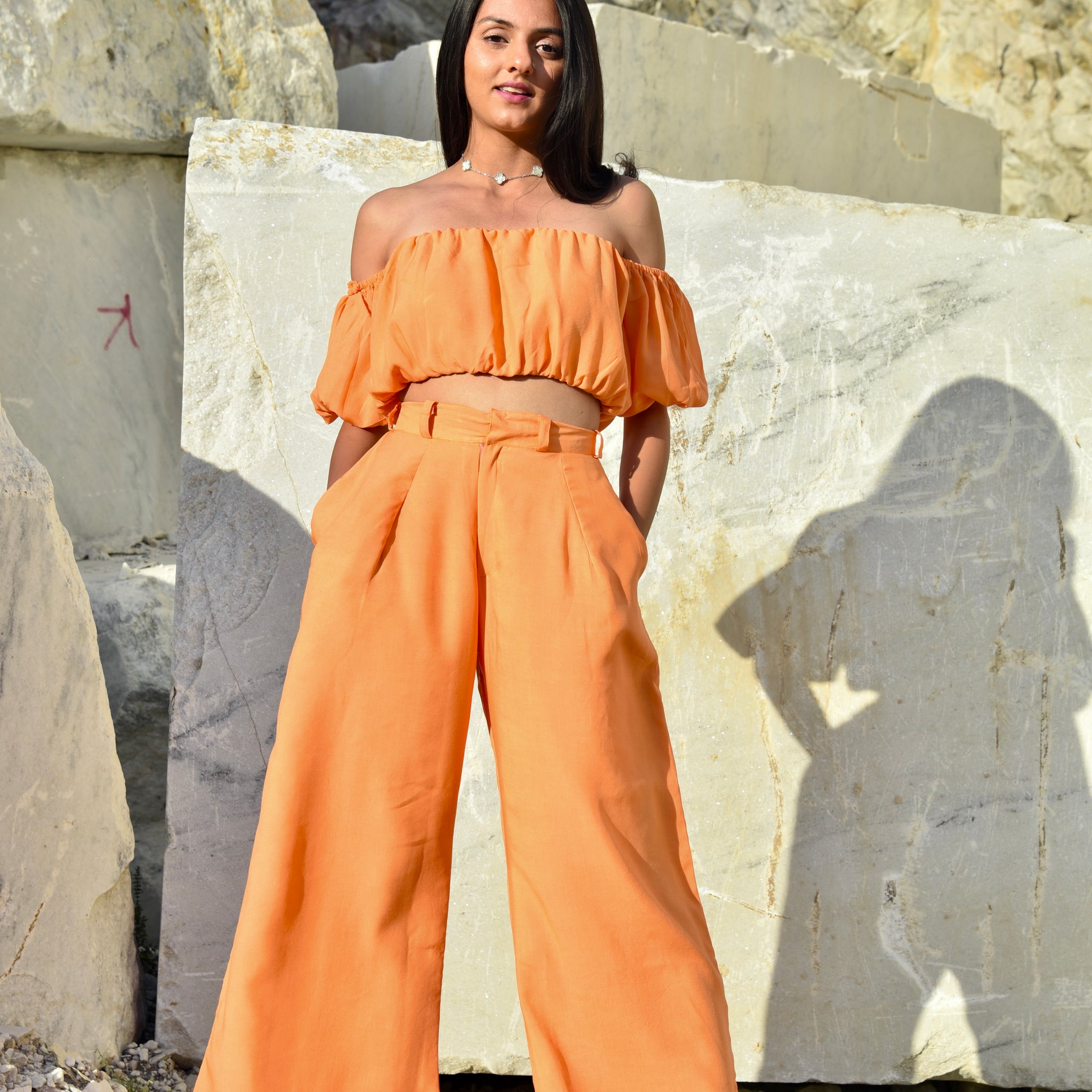 Zadaka Set - Orange Top and Pants Co-Ord Set