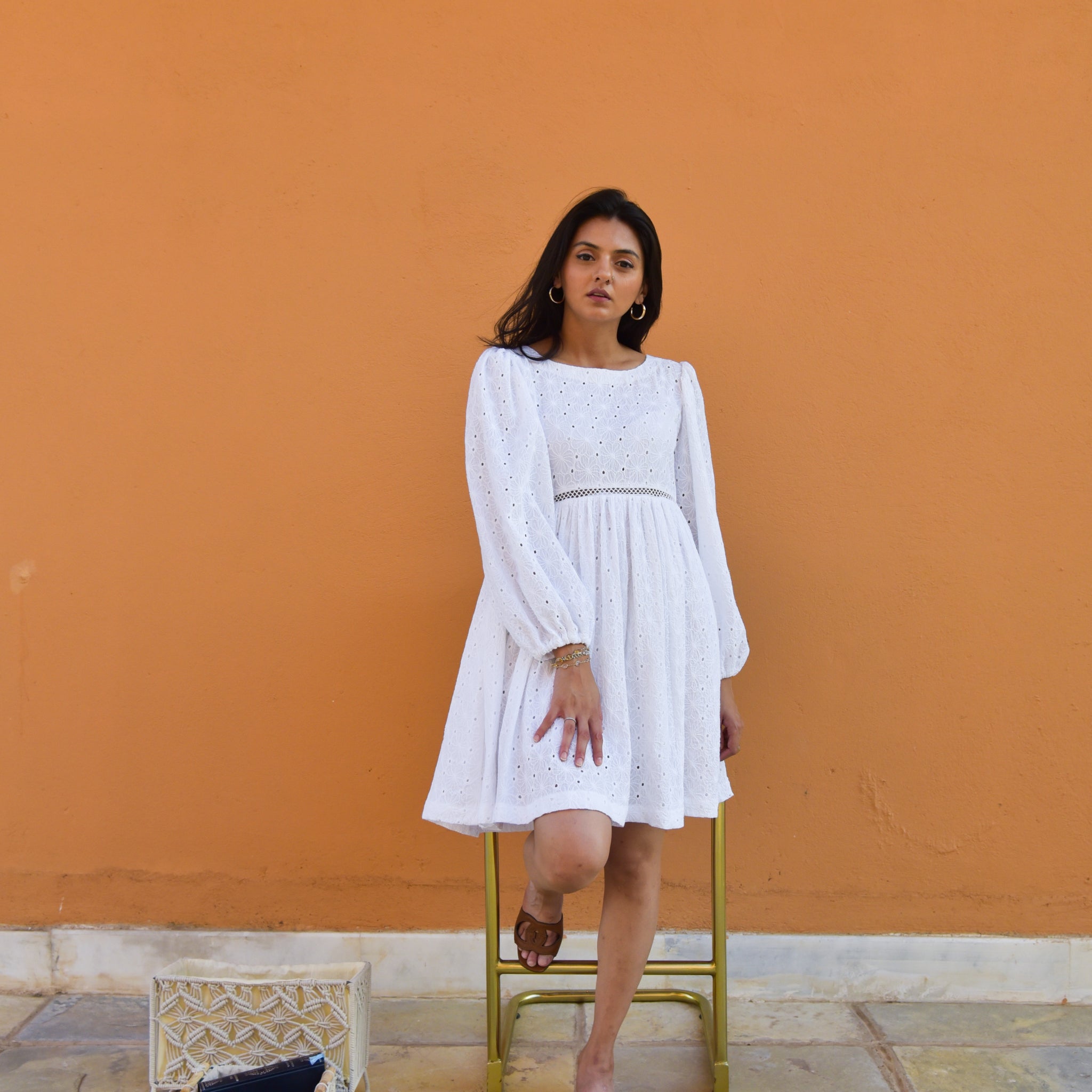 Opal - White Embroidered Dress