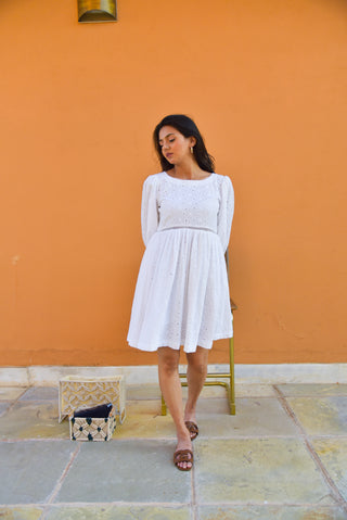 Opal - White Embroidered Dress