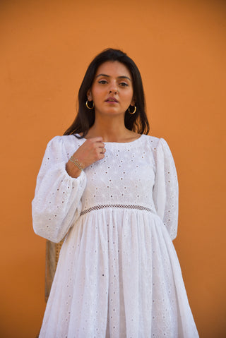 Opal - White Embroidered Dress