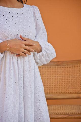 Opal - White Embroidered Dress