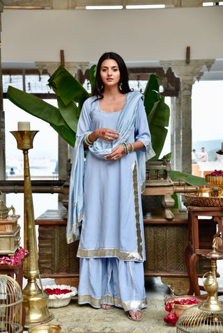 Neela Set- Elegant Blue 3-Piece Sharara Set