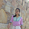 Pink Yoke top - Pink Printed Top with Green Tassel Details