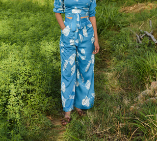 Miyako Pants - Stylish Blue Printed High-Waisted Pants