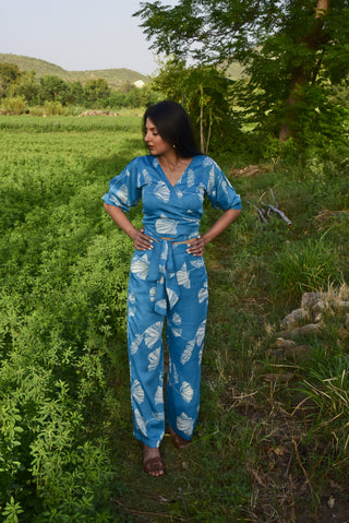 Miyako Pants - Stylish Blue Printed High-Waisted Pants