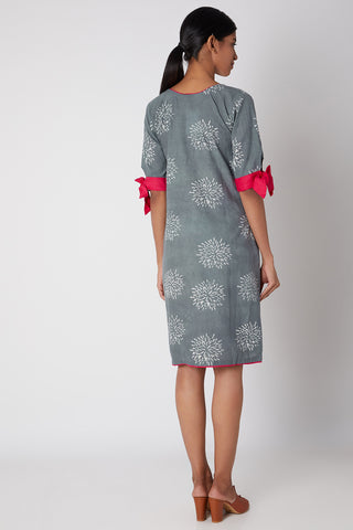 Grey Firework Dress - Kurta Dress with Golden Thread Work