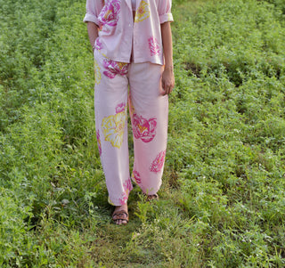 Veronica Pants - Charming Pink Floral Printed Straight Pants