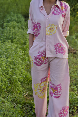 Veronica Pants - Charming Pink Floral Printed Straight Pants